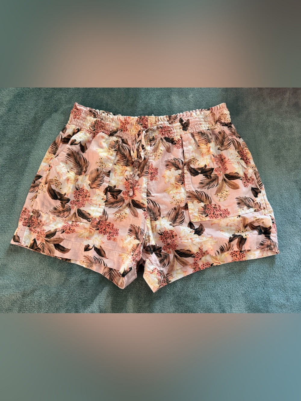 Time and Tru Pink Floral Pull-On Bermuda Shorts